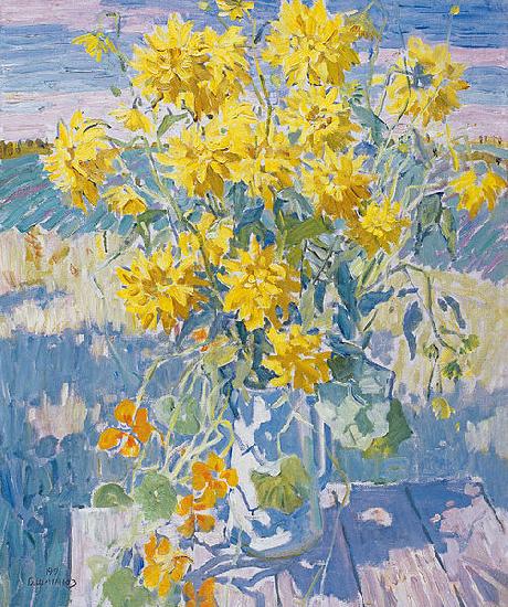 unknow artist September Yellow flowers Germany oil painting art